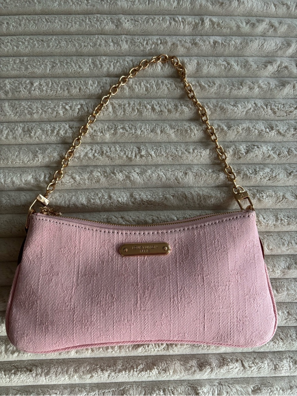 Pink Mini Shoulder Bag with Gold Chain Strap
